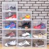 6Packs Collapsible Shoe Box Stackable Shoe Storage Bin Transparent Dustproof Hard PP Shoe Organizer Container with Magnetic Door