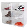 6Packs Collapsible Shoe Box Stackable Shoe Storage Bin Transparent Dustproof Hard PP Shoe Organizer Container with Magnetic Door