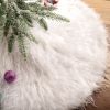 38cm Snowy White Christmas Tree Skirt Plush Faux Fur For 2024 New Year