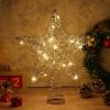 Iron Glitter Powder Christmas Tree Ornaments Top Stars with LED Light Lamp Christmas Decorations For Home Xmas Trees