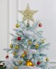 Iron Glitter Powder Christmas Tree Ornaments Top Stars with LED Light Lamp Christmas Decorations For Home Xmas Trees